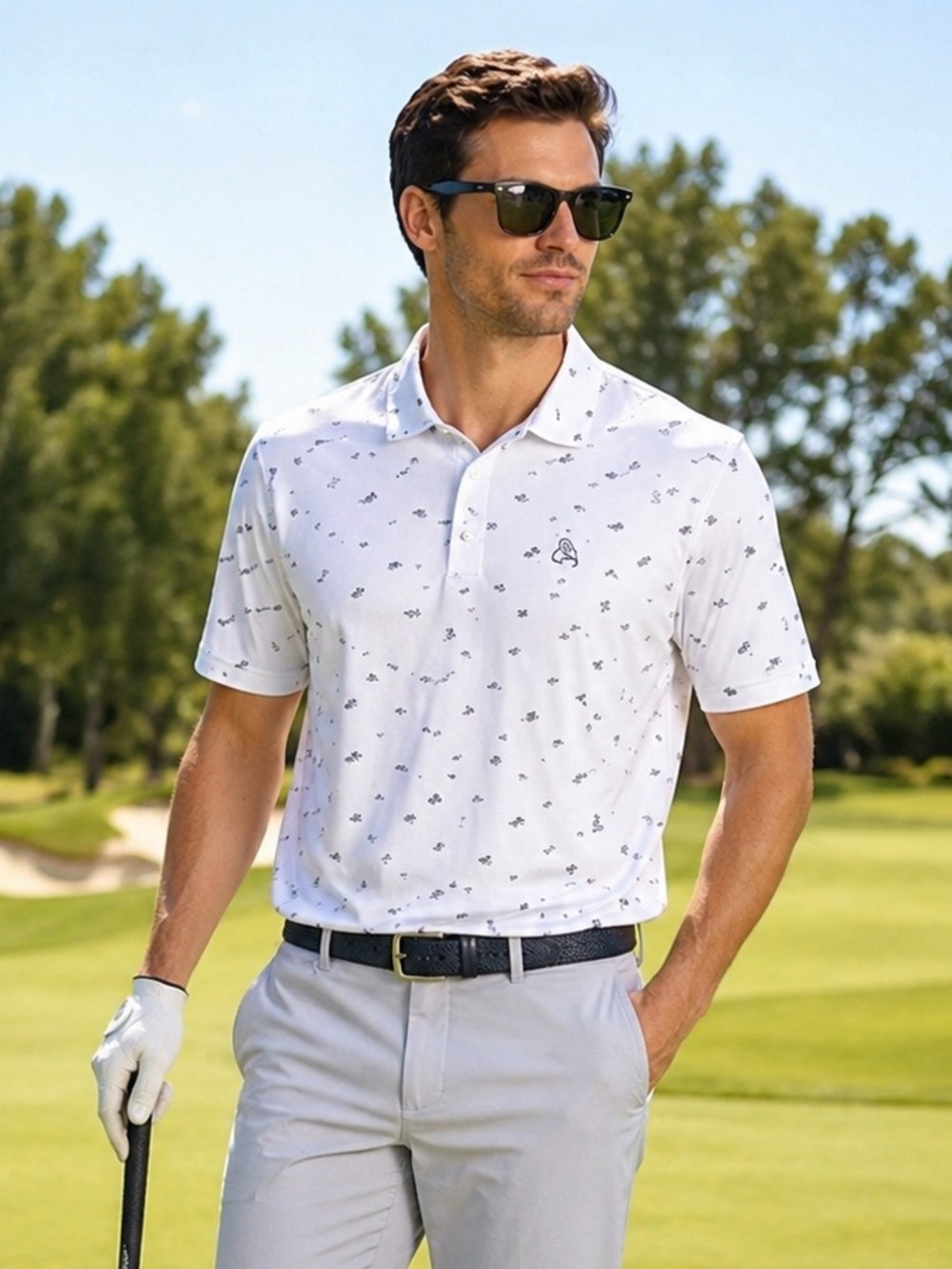 Rhoback Texas Armadillo Polo Shirt 3XL Off White AOP Performance Golf Stretch